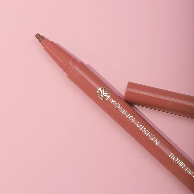 YOUNG VISION 6-Pc Liquid Lipstick & Lipliner Set, Lip Stain Tint Collection - Gourd-Shaped, Durable, Easy Glide, Nude Matte Shades Lip Contour/Lipliner Application, Gift for Women