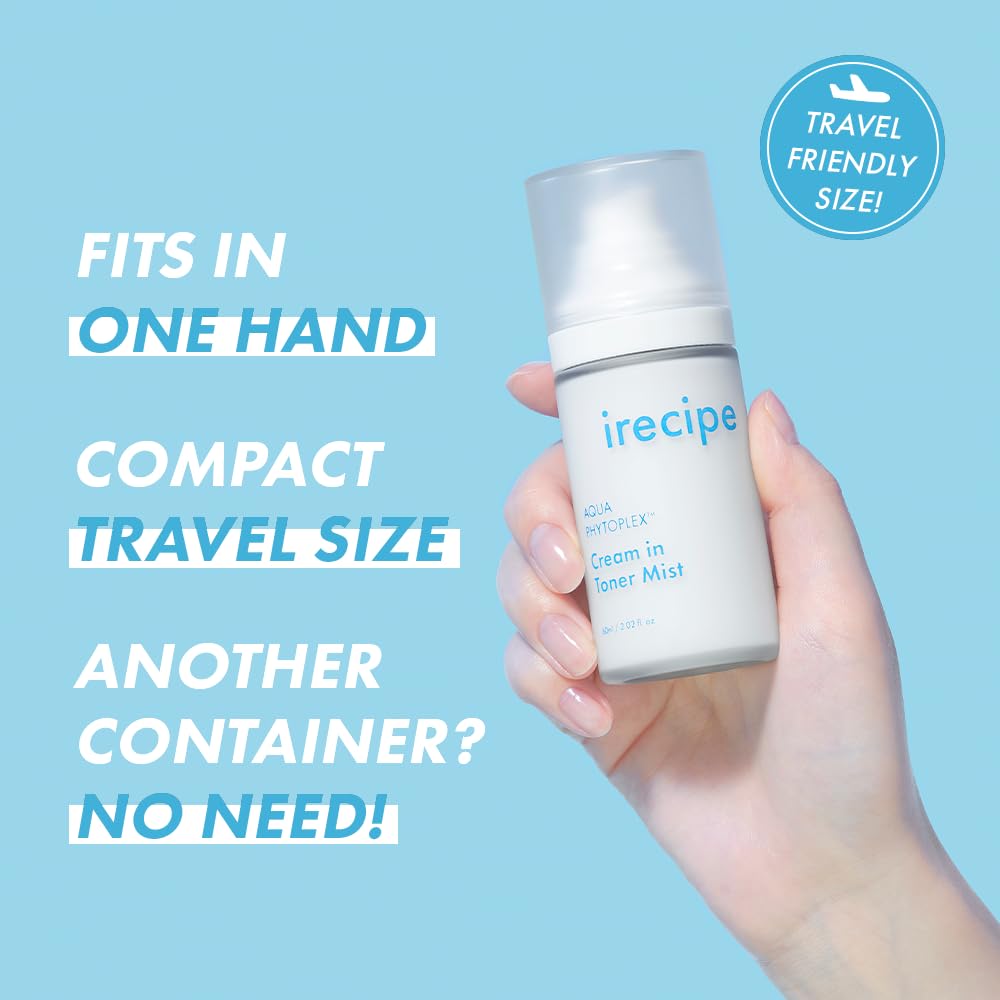 IRECIPE Aqua Phytoplex Cream in Toner Mist Long Lasting Deep Hydration, All-in-One Facial Mist for All Skin Type Unscented Clean Beauty, Vegan, Cruelty Free, Korean Skincare (60ml / 2.02 oz)