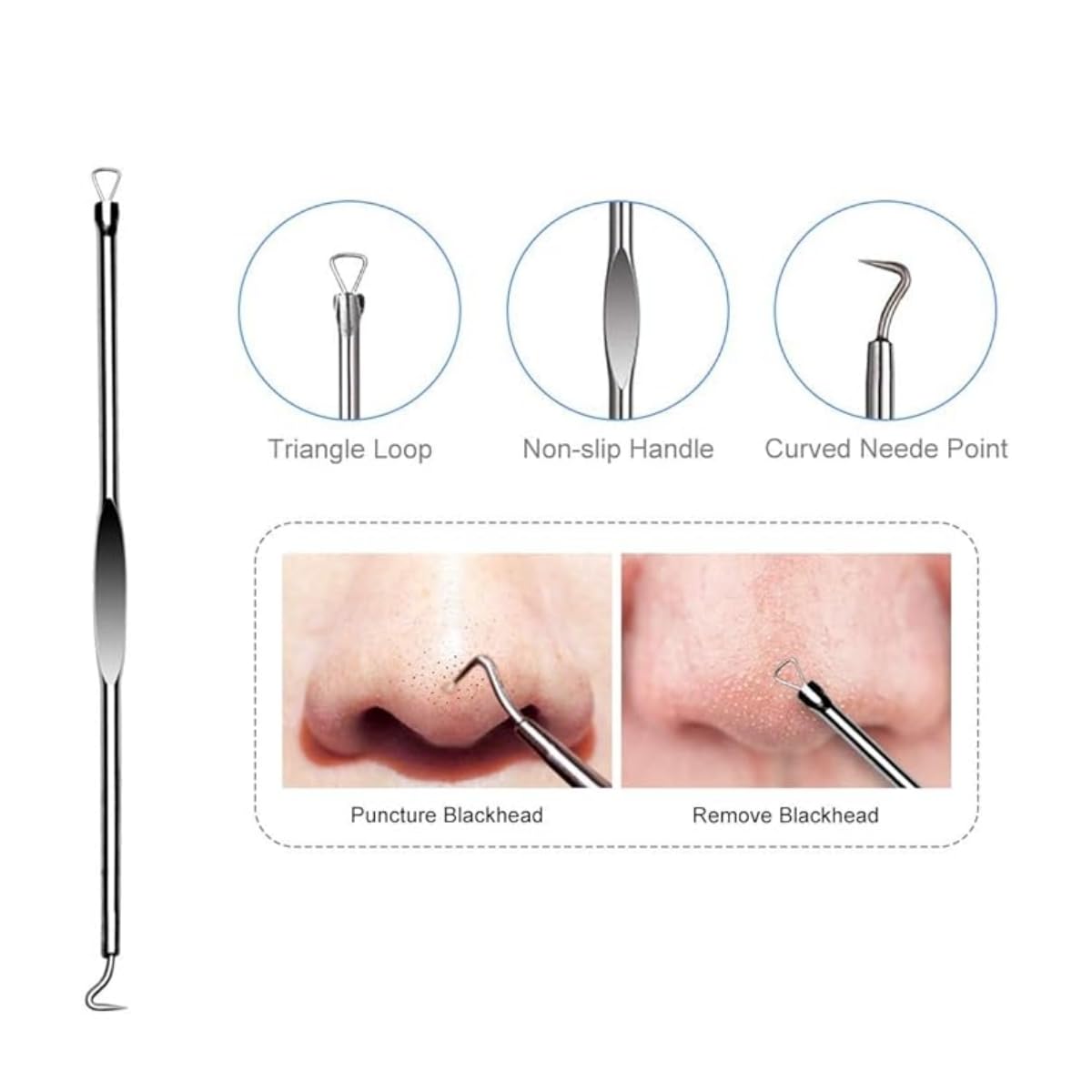 Truloven 6PCS Blackhead Remover, Blackhead Extractor, Pimple Extractor, Pimple Popper Tool Kit, Stainless Steel Blackhead, Facial Cleaning Tool