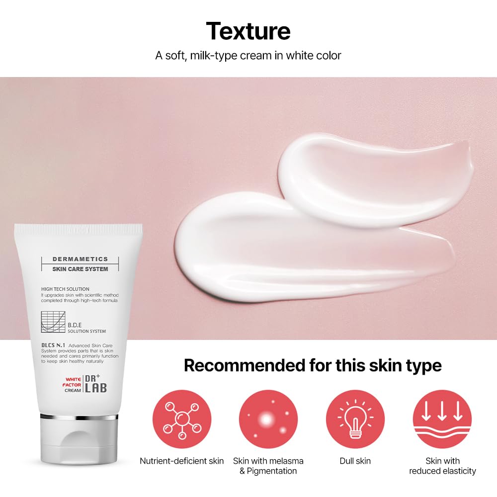 DR+LAB White Factor Deep Cream 0.34 fl oz /10ml Intensive Deep Hydrating for Uneven Skin Tone Glow Radiance Face Cream Korean Skincare
