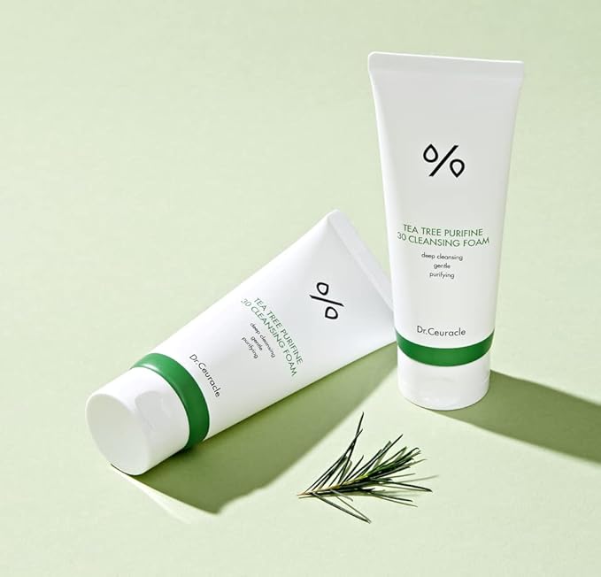 Dr.Ceuracle by leegeehaam Tea Tree Purifine Cleansing Foam (150ml / 5.07 fl. oz.) - Gel to Foam Mild Soothing Daily Cleanser with Fine Bubbles, Sebum Reducing and Hydrating for Sensitive Skin