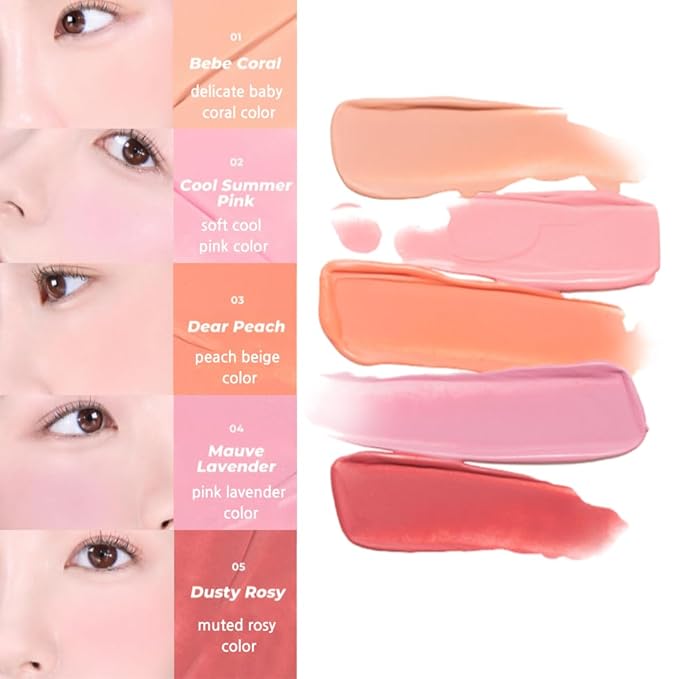 Fluffy Air Blusher 5 Colors - Lightweight Melting DEAR PEACH)
