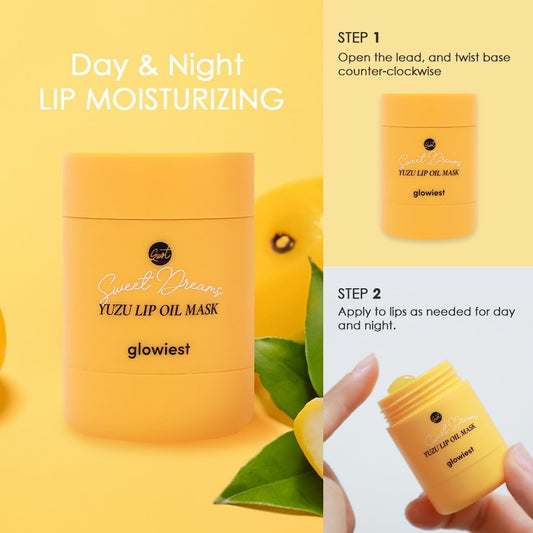 Glowiest Sweet Dreams Lip Oil Mask (Yuzu) | Hydrating Rich Oil-Gel-Layer, Extra Moisture, Boosting Nourishing, Long-Lasting Moisture, Korean Skin Care, K-Beauty