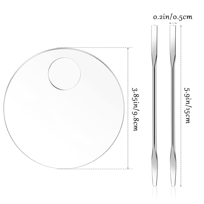 2PCS Acrylic Cosmetic Palette with 2PCS Spatula Tool,Makeup Mixing