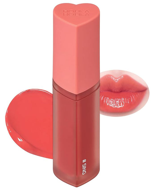 HOLIKA HOLIKA Heart Crush Glow Lip Tint Air – Korean Lip Tint with High Shine Juicy Fruit Jam Colors Lip Stain – Hydrolyzed Collagen & Vitamin C (14 SING)