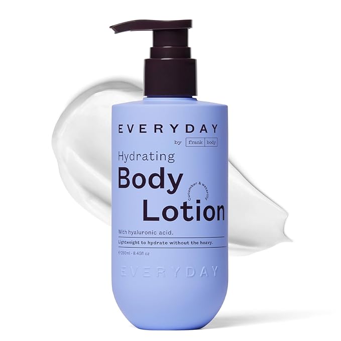frank body Hydrating Body Lotion | Hyaluronic Acid, Aloe Vera & Glycerin | Hydrates, Soothes & Moisturizes | Lightweight, Vegan & Cruelty Free | Cucumber & Waterlily Scent | 250ml /8.45 fl oz