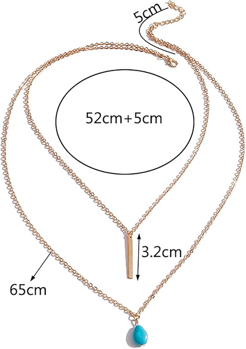 Boho Teardrop Turquoise Neckalce Layered Turquoise