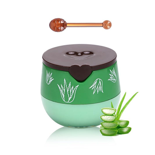 Bee Propolis Aloe Vera Lip Balm - Soothing Lip Sleeping Mask for Dry, Irritated Lips | Aloe Extract & Propolis | Moisturizing, Exfoliating Lip Treatment in Honey Pot Packaging