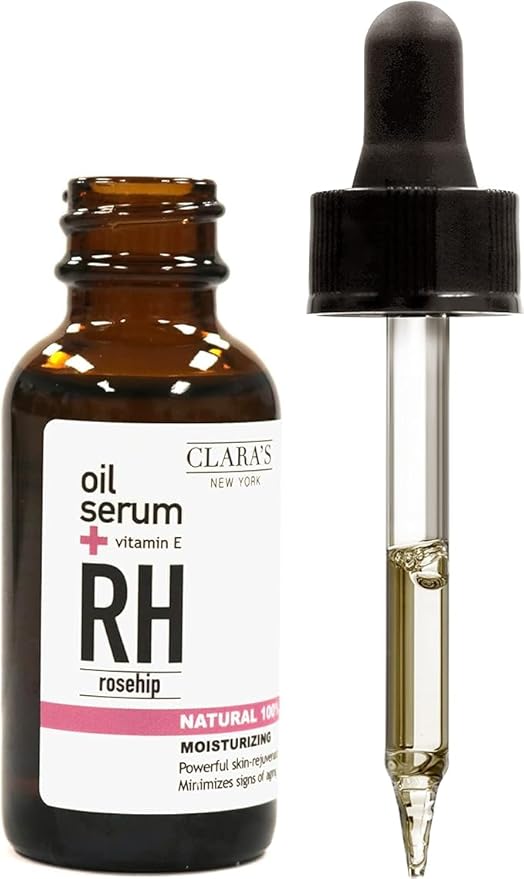 CLARA'S NEW YORK 100% Natural Rosehip Facial Oil Serum with Vitamin E – Hydrating, Anti-Aging Face Oil for Fine Lines & Wrinkles – Lightweight, Non-Greasy – 30ml – Made in USA