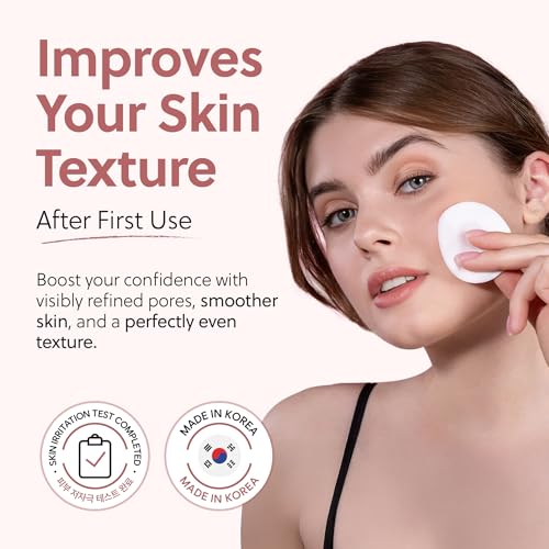 QUIA Dual-Action Toner Pads – Exfoliate and Hydrate Pores in One Step – Soothing PHA Formula for Sensitive Skin – Reduces Blackheads and Blemishes- 70 Textured Pads – Korean Skincare