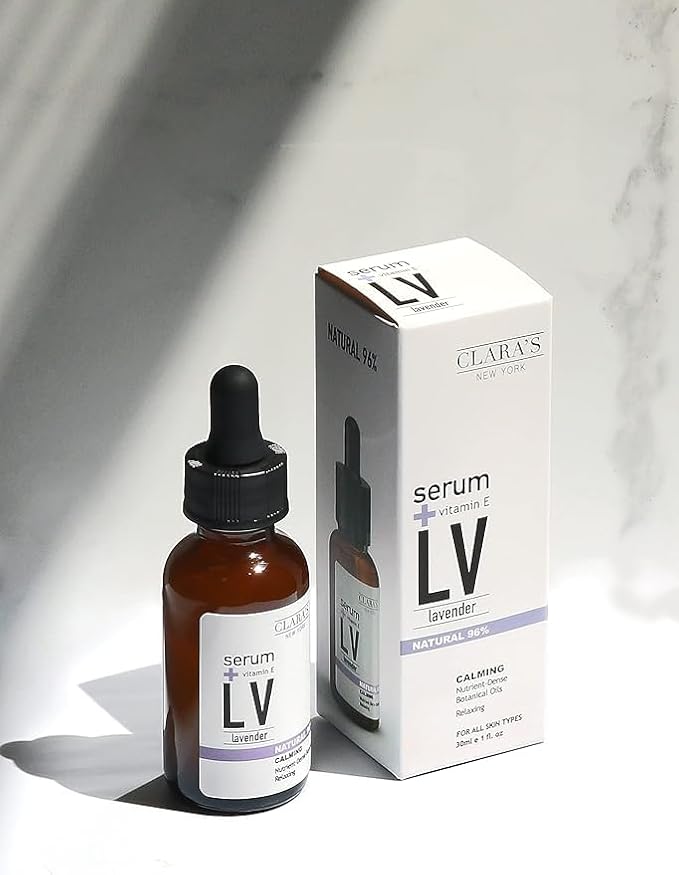 CLARA'S NEW YORK Lavender in Squalen Facial Serum with Vitamin E for Soothing, Calming and Moisturizing - Lightweight Formular 30ml /1Fl oz - Made In USA