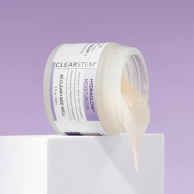 CLEARSTEM - HYDRAGLOW Stem Cell Moisturizer - Bakuchiol + Squalene - Youthful Skin Face Moisturizer - All Skin Types - Facial Skin Care Products - Gluten Free, Cruelty Free - 2 fl oz / 60ml