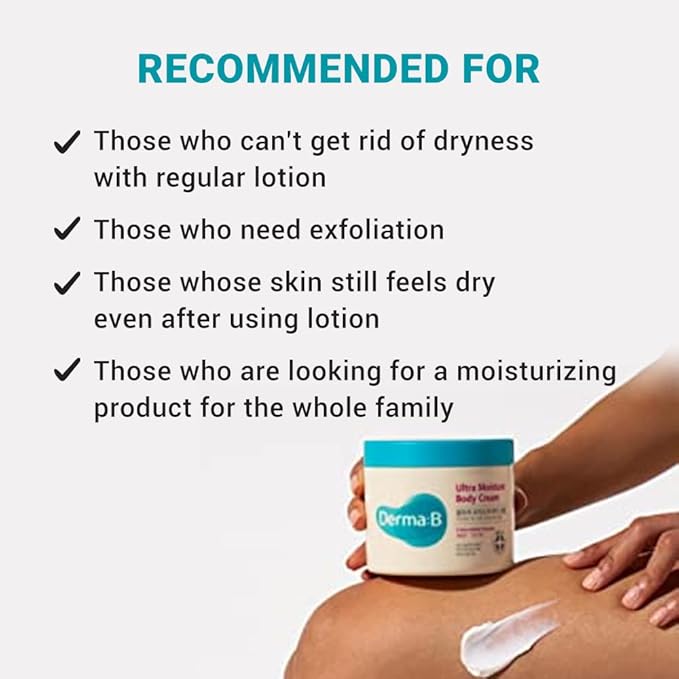 Derma B | Ultra Moisture Body Cream | Moisturizer for Dry Skin | Body Skin Care | Body Balm for Sensitive Skin | Olive Oil and Allantoin | 48 Hour Lasting Skin Moisturization | 14.54 fl oz (430ml)
