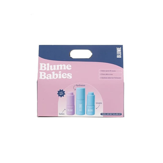 Blume Babies Travel Size Skin Care Set - Acne & Scar Treatment Travel Size Toiletries - Meltdown Acne Face Oil, Milky Fade Vitamin C Serum & Meltdown Gel Moisturizer - TSA-Approved Skincare Set (3 Ct)