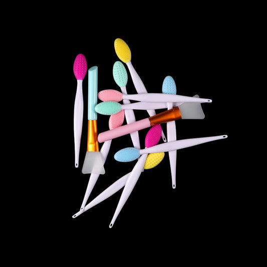 Face Brush Set 10pcs Manual Silicone Exfoliating Lip Brush Nose Cleansing Brush and 2pcs Mask Brush for Facial Skin Care