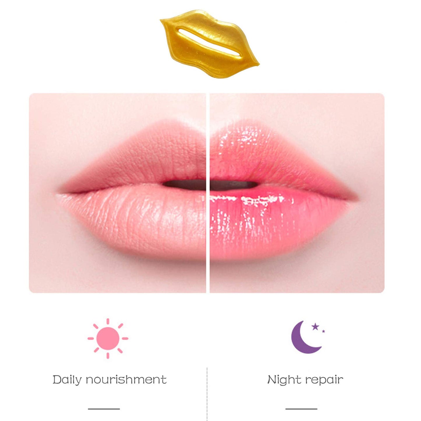 Jakuva 29PCS Collagen Lip Mask,Gel Moisturizing Lip Plumper Lip Patches For Anti Wrinkle,Anti Chapped and Moisturizing,Lip Sleeping Mask, Gold