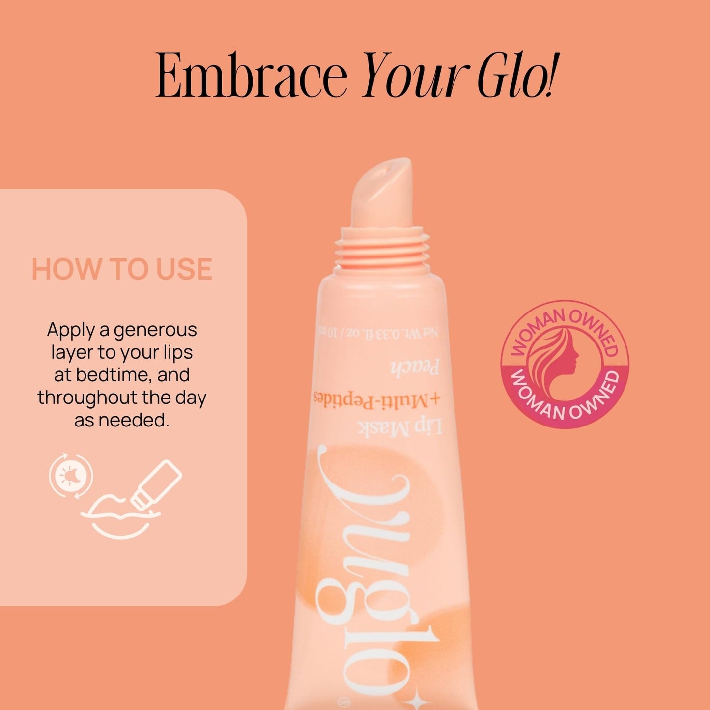 YUGLO Lip Sleeping Mask with Multi-Peptides | Peach Flavor | Hydrating & Plumping Lip Treatment for  Dry, Chapped Lips | Nourishes & Moisturizes | Overnight Lip Repair