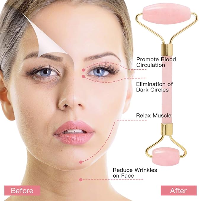 Jade Roller,Rose Quartz Roller for Face,Jade Aging