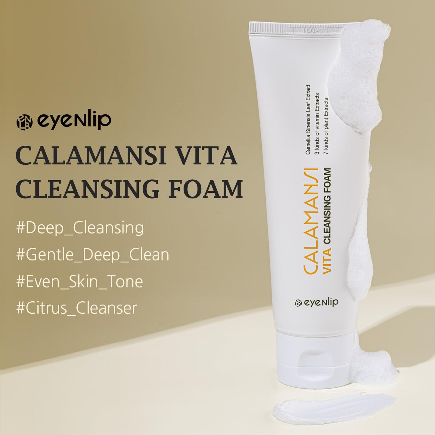 eyeNlip Calamansi Vita Cleansing Foam 4.23 fl oz - Revitalizing Cleanser with Calamansi Extract, Centella & Hyaluronic Acid for Gentle Daily Care, Korean Skincare