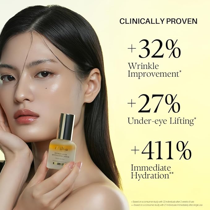 d'alba Piedmont Italian White Truffle Double Layer Revitalizing Serum, 100hr Hydration, Hyaluronic Acid and Centella Asiatica, Skin Firming and Tightening, Long-lasting Korean Skin Care (1.01 fl.oz)