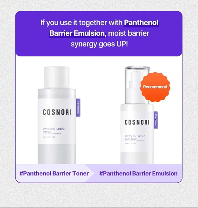 COSNORI Panthenol Barrier Toner - Vegan Skin Barrier strengthening Toner, Korean Skincare, High Content panthenol, Kakadu Plum Extract, Skin Texture&Hydration Care, 6.93 fl.oz
