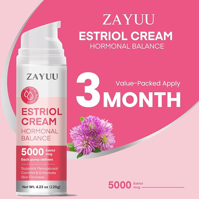 Estriol Face Cream for Women: Hydrating Botanical Formula with Wild Yam for Skin Wellness & Daily Comfort – 3-Month Supply (4.23 oz)