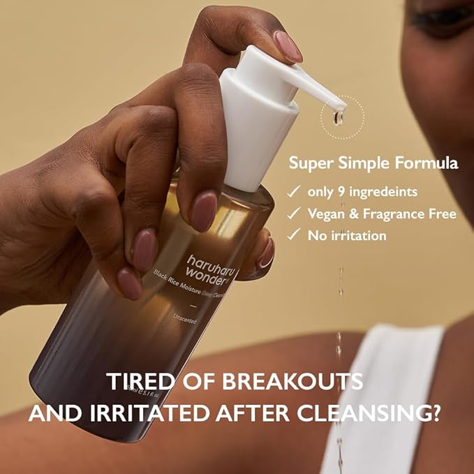 HARUHARU wonder Black Rice Moisture Cleansing Oil, Travel Size, Double Cleansing, Daily Makeup remover, Pore Oil Cleanser, Korean Skincare for sensitive, normal and Oily Skin, 1.0 fl oz