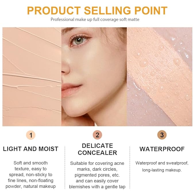 Kaely 2Pcs Pot Concealer Full Coverage Set,under Eye Correcting Concealer,01+02