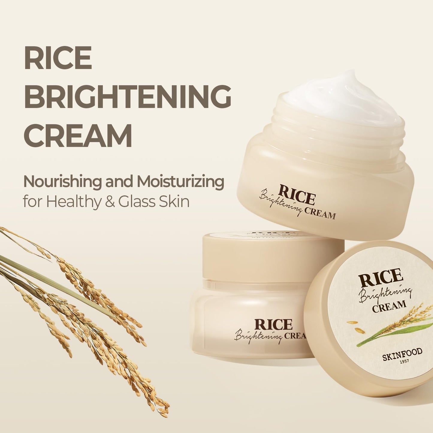 SKINFOOD Rice Skincare Set – Brightening & Hydrating Trio with Rice Daily Toner Pads, Rice Serum, and Rice Cream for Smooth, Glowing Skin
