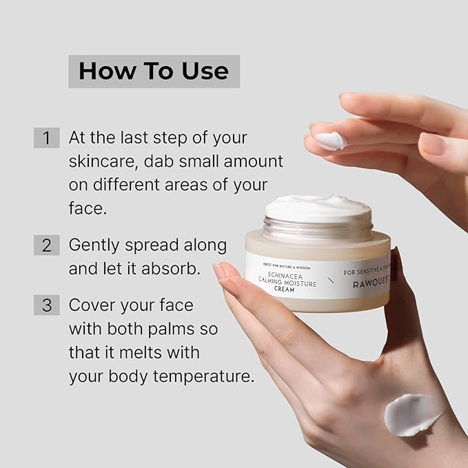 Echinacea Calming Moisture Cream for Moisturizing, Skin Barrier Repair, Antiaging & Hydration with Triple Hyaluronic, Adenosine, Panthenol for Dry & Sensitive Skin (1.7 Fl Oz/ 50 ml)