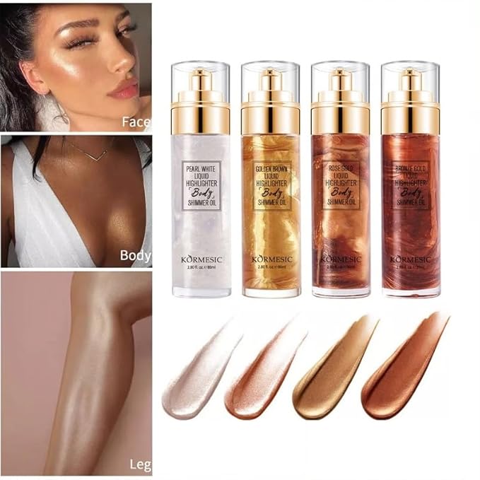 Shimmer Body Oil, Waterproof Lasting Moisturizing Luster Illuminates Glowing Skin.(BRONZE)