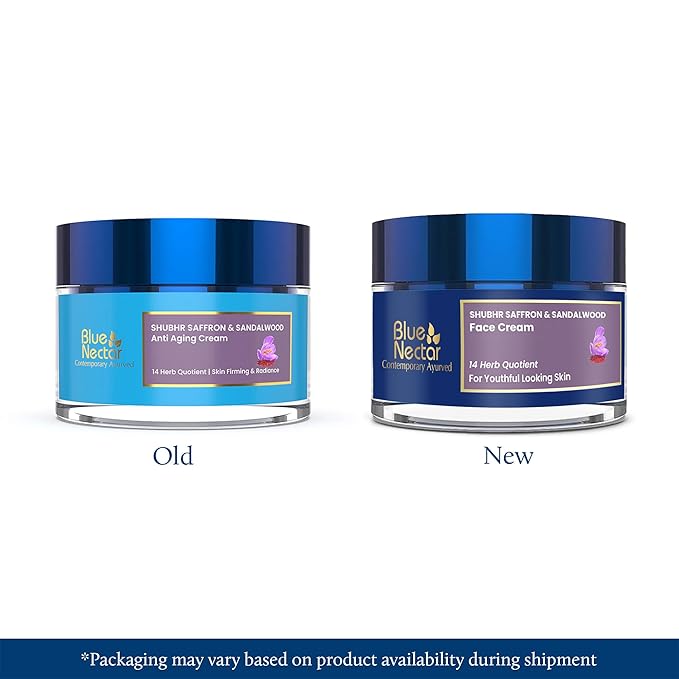 Blue Nectar Face Cream for Women for Aging Skin | Ayurvedic Daily Face Moisturizer for Women with Kumkumadi Saffron Oil for Skin | Hydrating Day & Night Cream (14 Herbs, 1.7 Oz)