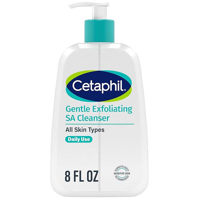 Cetaphil Gentle Exfoliating SA Cleanser, Foaming Gel Cleanser for All Skin Types, 8 Oz Pump Bottle, Salicylic Acid, Mandelic Acid & Gluconolactone, Gently Exfoliates, Dermatologist Recommended Brand