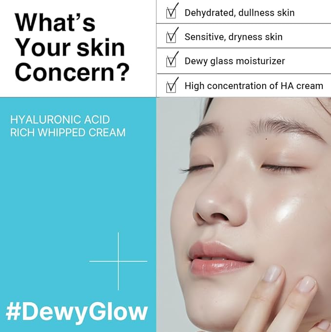 HEIMISH RX Hyaluronic Acid Rich Whipped Cream - Deep Moisturizer for Sensitive and Dry Skin, Daily Face Cream, Lightweight, with Hyaluronic Acid, Panthenol, Korean Skincare, 50ml (1.69 fl. oz)