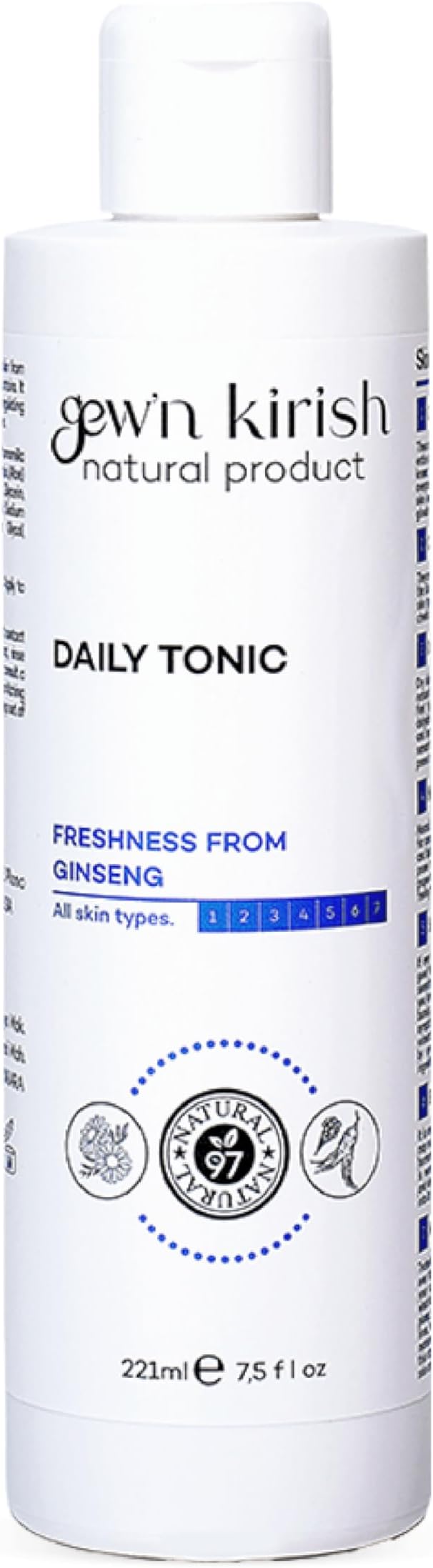 Gew’n Kirish Daily Tonic – Purifying & Hydrating Face Toner with Ginseng, Balances Sebum & Revives Skin, Suitable for Oily, Dry & Sensitive Skin, 7.5 fl oz