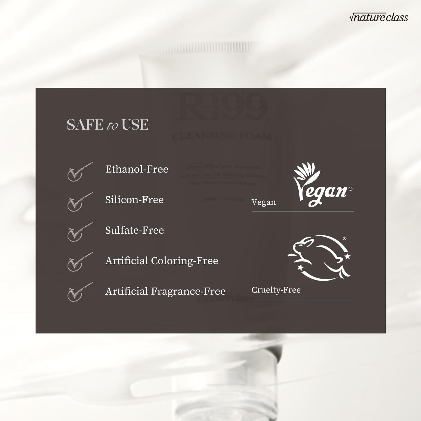 NATURECLASS R199 Gentle Cleansing Foam with Rice Bran Extract–Deep Cleansing,Exfoliating, Hydrating & Low pH Formula for Radiant Skin, Makeup Removal, Korean Skincare 5.07 fl.oz.