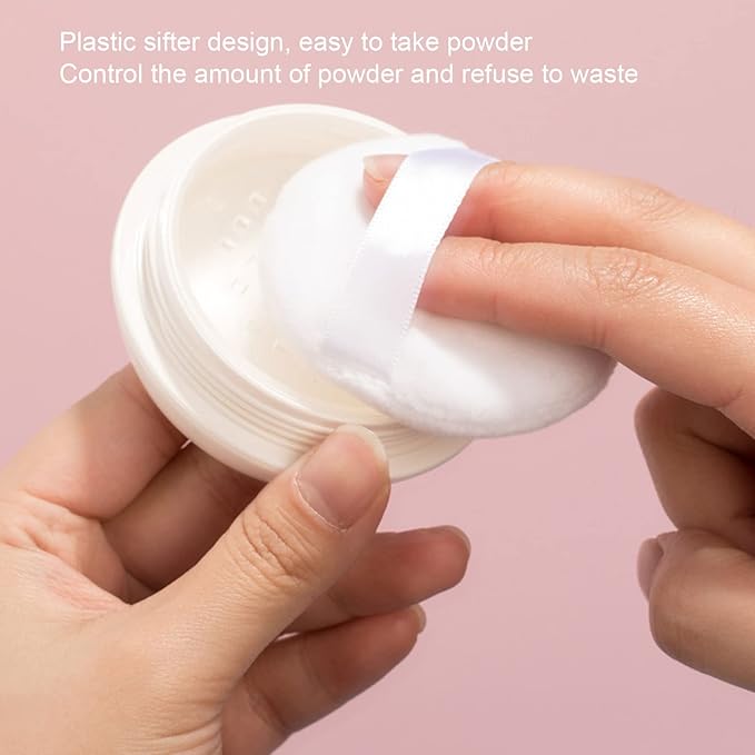 Dioche Loose Powder Container with Puff Sifter Lids,