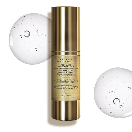 Beauty Boost Facial Serum: Cotton Stem Cells & Hyaluronic Acid, Anti-Aging Formula for Women & Men, Morning Serum, Fights Photoaging, Sun Protection, 30 ml