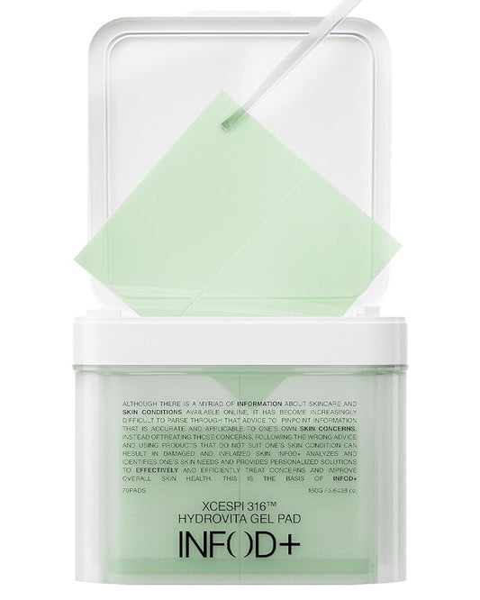 INFODPLUS HydroVita Gel Pad 70 Pads – Exosome & Ceramide Complex | Hydrating, Pore Care, Blackhead & Sebum Control, Soothing Toner Pads