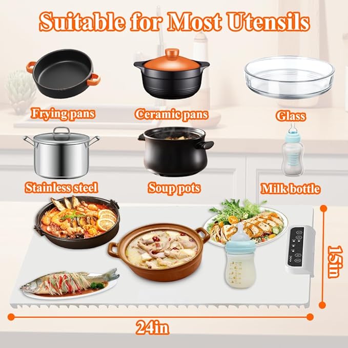 Food Warmer Mat, Electric Warming Tray, Portable Food