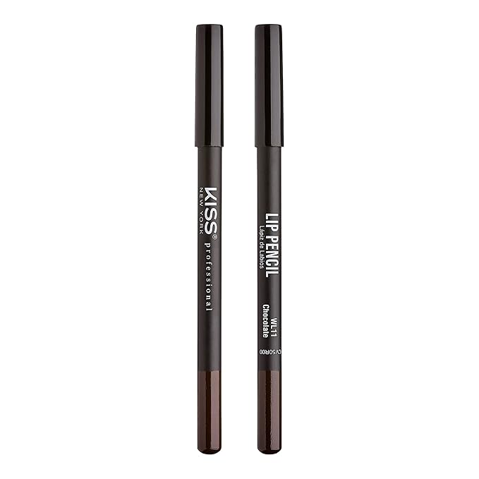 KISS New York Professional Slim Lip Pencil, Creamy Soft Lip Liner, Smooth Long-Lasting Rich Lip Color, Natural Lip Makeup, Water-Resistant Lip Crayon (Chocolate)