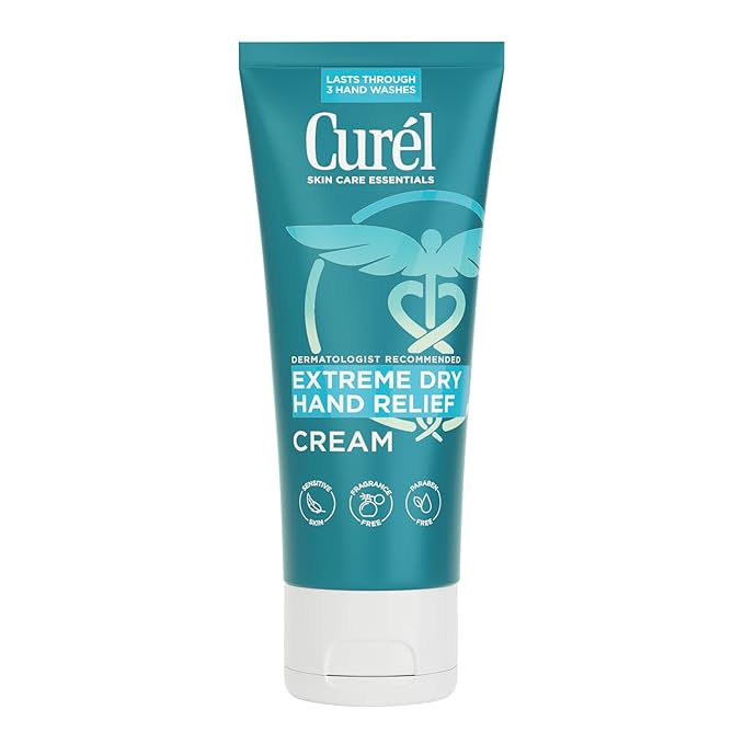Curel Extreme Dry Hand Relief, Dermatologist Recommended, Long-Lasting Cream For Dry Hands, Paraben Free, Fragrance-Free Hand Lotion, 3 Oz