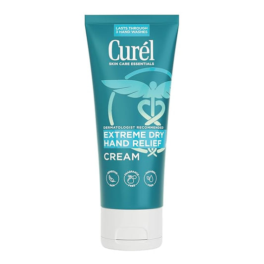 Curel Extreme Dry Hand Relief, Dermatologist Recommended, Long-Lasting Cream For Dry Hands, Paraben Free, Fragrance-Free Hand Lotion, 3 Oz