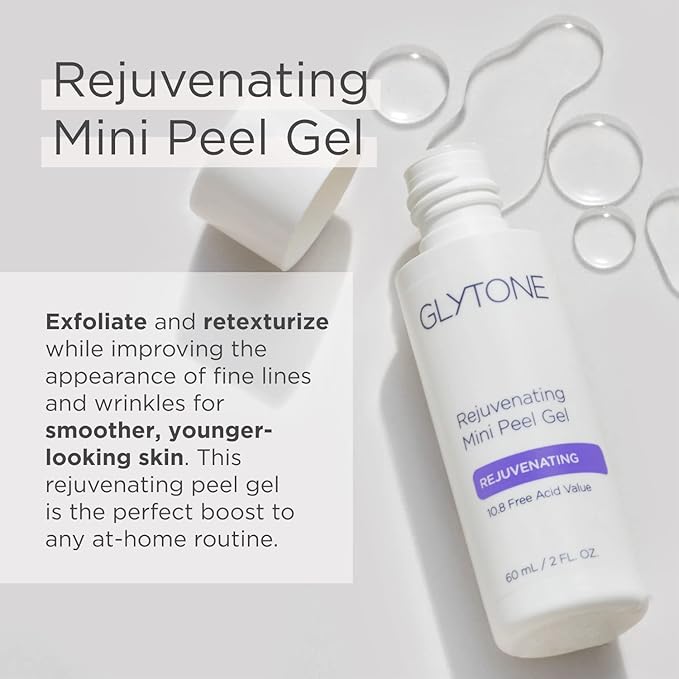 Glytone Rejuvenating Mini Peel Gel | Face Exfoliator with 10.8% FAV Glycolic Acid | Peeling Gel for Face Retexturizes and Reduces Fine Lines & Wrinkles | Dead Skin Remover Chemical Peel | 2 fl oz.