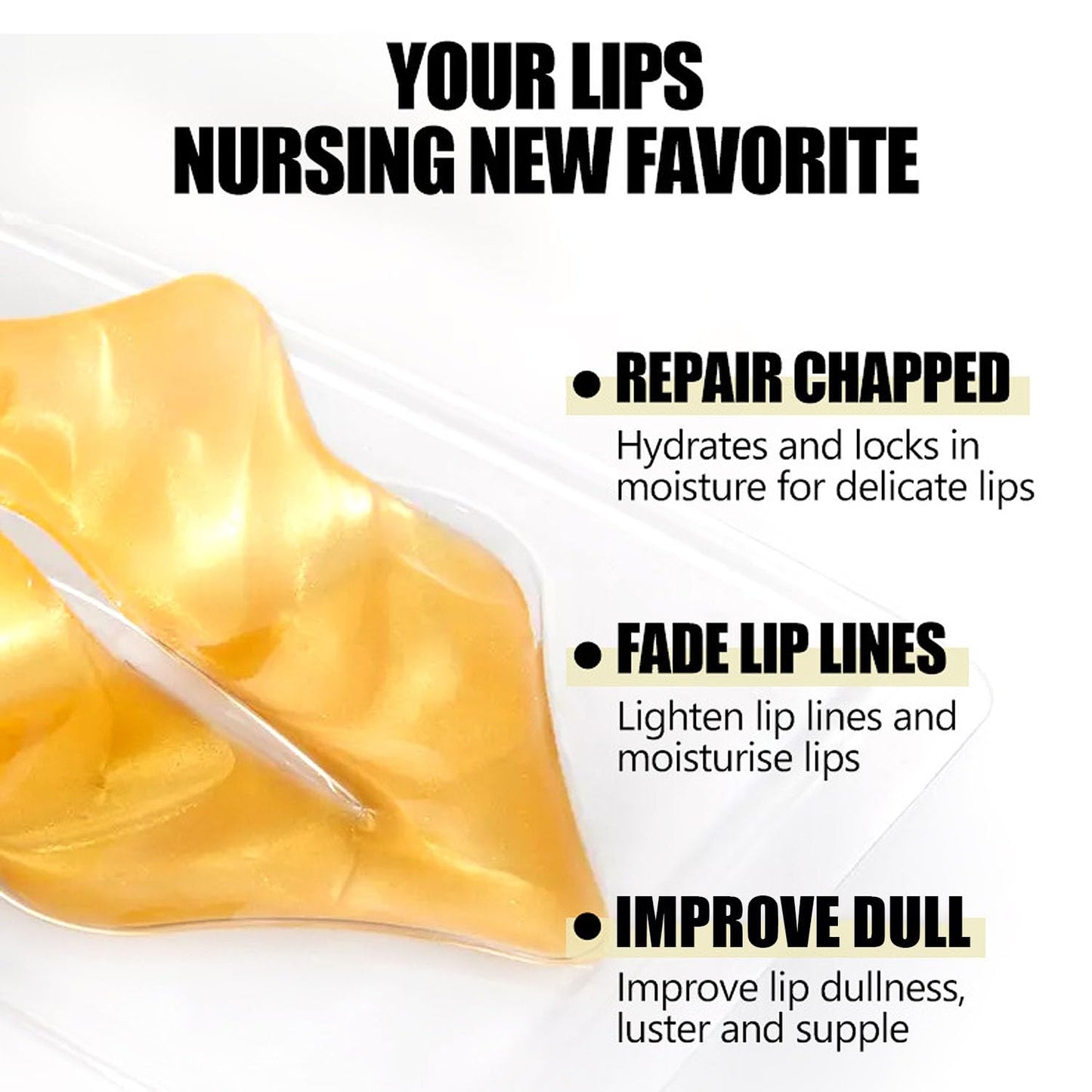 Blopuivo 32 Pairs Eye Masks & Lip Mask, 24K Collagen Under Eye Patches for Dark Circles and Puffy Eyes, Reduce Lip Wrinkles, Anti Chapped & Remove Lip Dead Skin, Nourishes the Lip & Eye Skin (Gold)