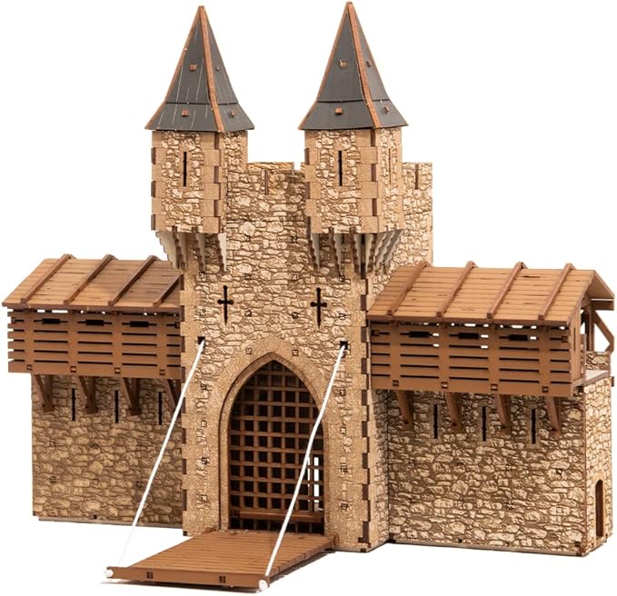 Barbican P - Castle gate - 3D Wooden Puzzle - DIY 28mm Scale Model Building Set for Adults and Collectors - Assembly kit - Tabletop Miniature Terrain Set