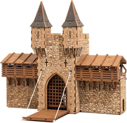 Barbican P - Castle gate - 3D Wooden Puzzle - DIY 28mm Scale Model Building Set for Adults and Collectors - Assembly kit - Tabletop Miniature Terrain Set