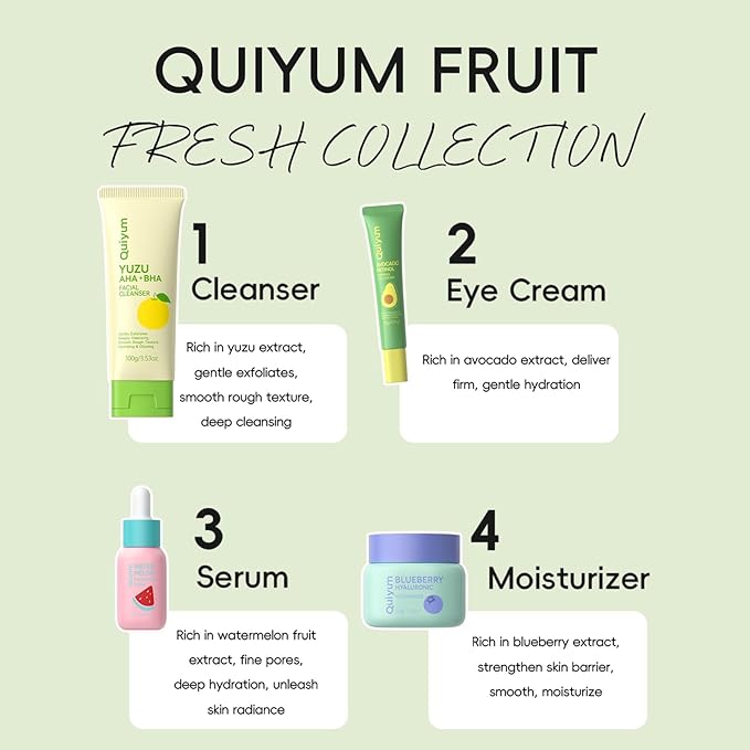 Fruit Skincare, Skin Care Gift Sets, Skin Care for Teens 10-12, with Lip Balm *6, Facial Cleanser, Serum, Eye & Face Cream, Hands Cream *5 , Nourishing, Hydration, Glow Up, Trendy Stuff