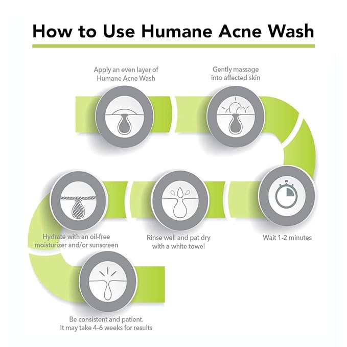 humane Benzoyl Peroxide Acne Body Wash - 10% Maximum-Strength Face, Skin, Butt, and Back Acne Treatment - 16 Fl Oz - Dermatologist-Tested Non-Foaming Acne Face Wash Cleanser - Vegan, Cruelty-Free