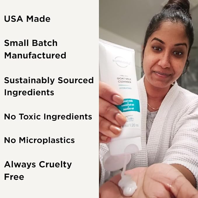 Face Wash for Women & Men Goat Milk Cleanser – (4oz) Cruelty Free Face Wash, Organic Gentle Face Cleanser with AHAs & Vitamins for Sensitive Skin, Day and Night Face Wash Cleanser for Dry Skin